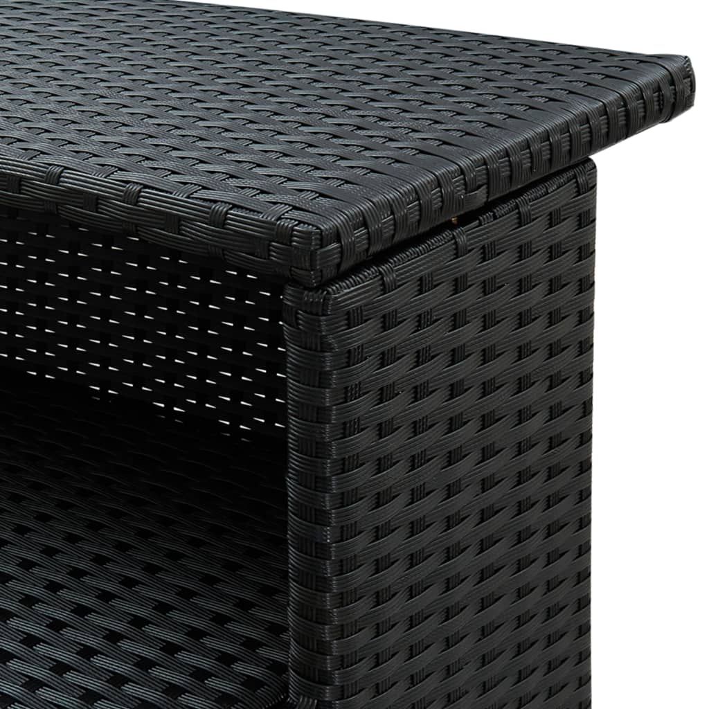 vidaXL Ogrodowy stolik barowy, czarny, 120x55x110 cm, polirattan