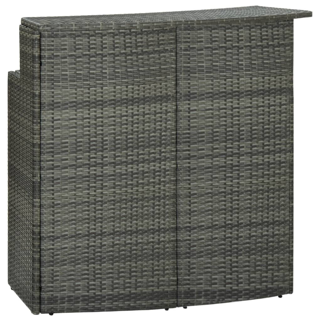 vidaXL Ogrodowy stolik barowy, szary, 120x55x110 cm, polirattan