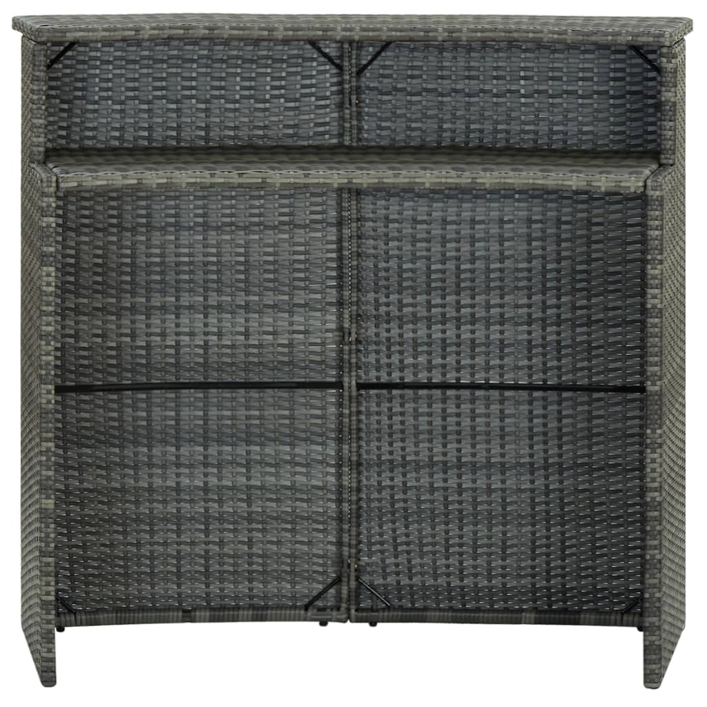 vidaXL Ogrodowy stolik barowy, szary, 120x55x110 cm, polirattan