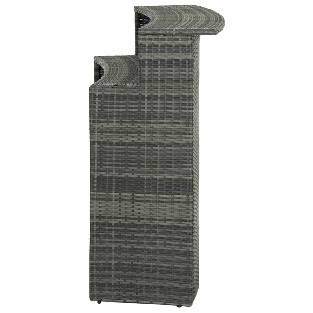 vidaXL Ogrodowy stolik barowy, szary, 120x55x110 cm, polirattan
