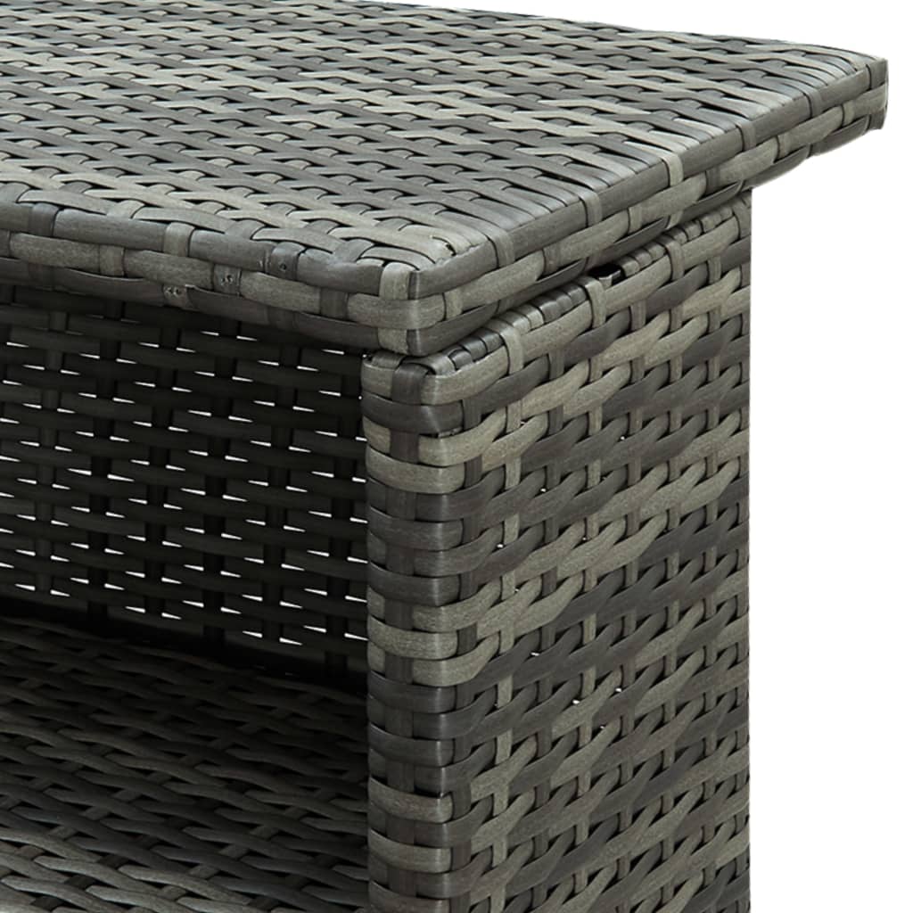 vidaXL Ogrodowy stolik barowy, szary, 120x55x110 cm, polirattan