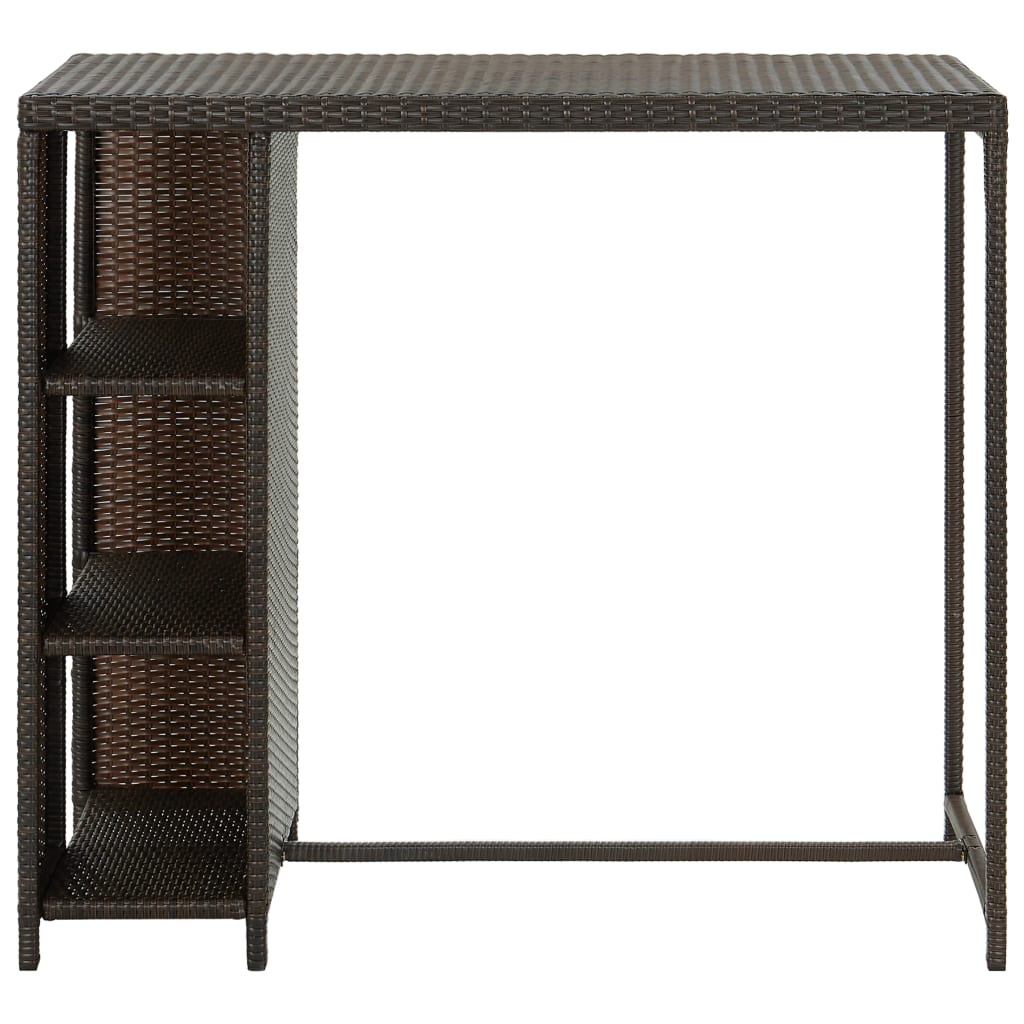 vidaXL Stolik barowy z półką, brązowy, 120x60x110 cm, polirattan