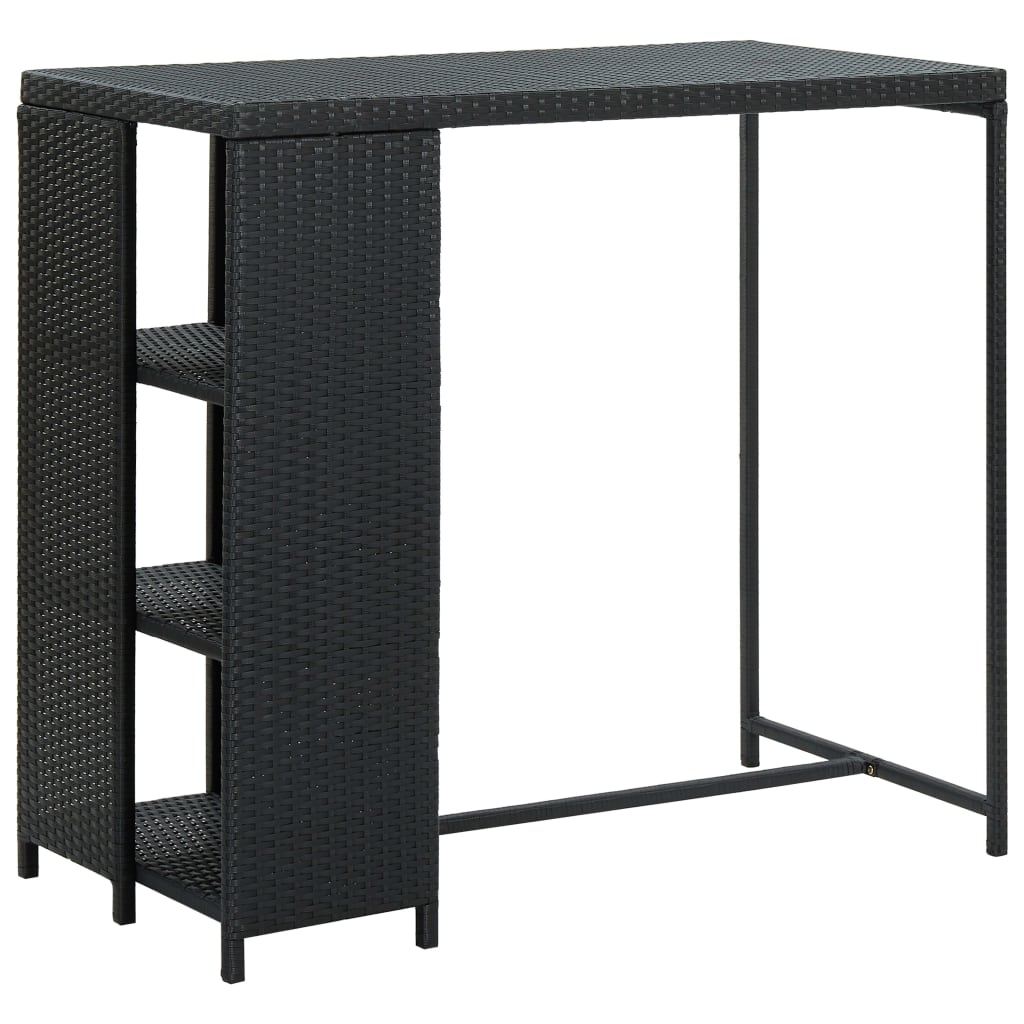 vidaXL Stolik barowy z półką, czarny, 120x60x110 cm, polirattan