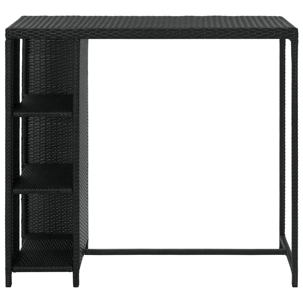 vidaXL Stolik barowy z półką, czarny, 120x60x110 cm, polirattan