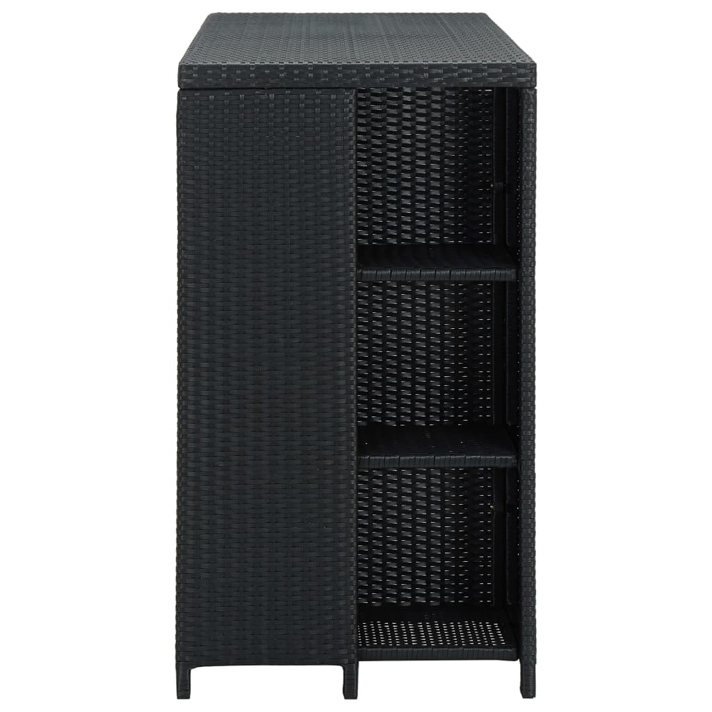 vidaXL Stolik barowy z półką, czarny, 120x60x110 cm, polirattan
