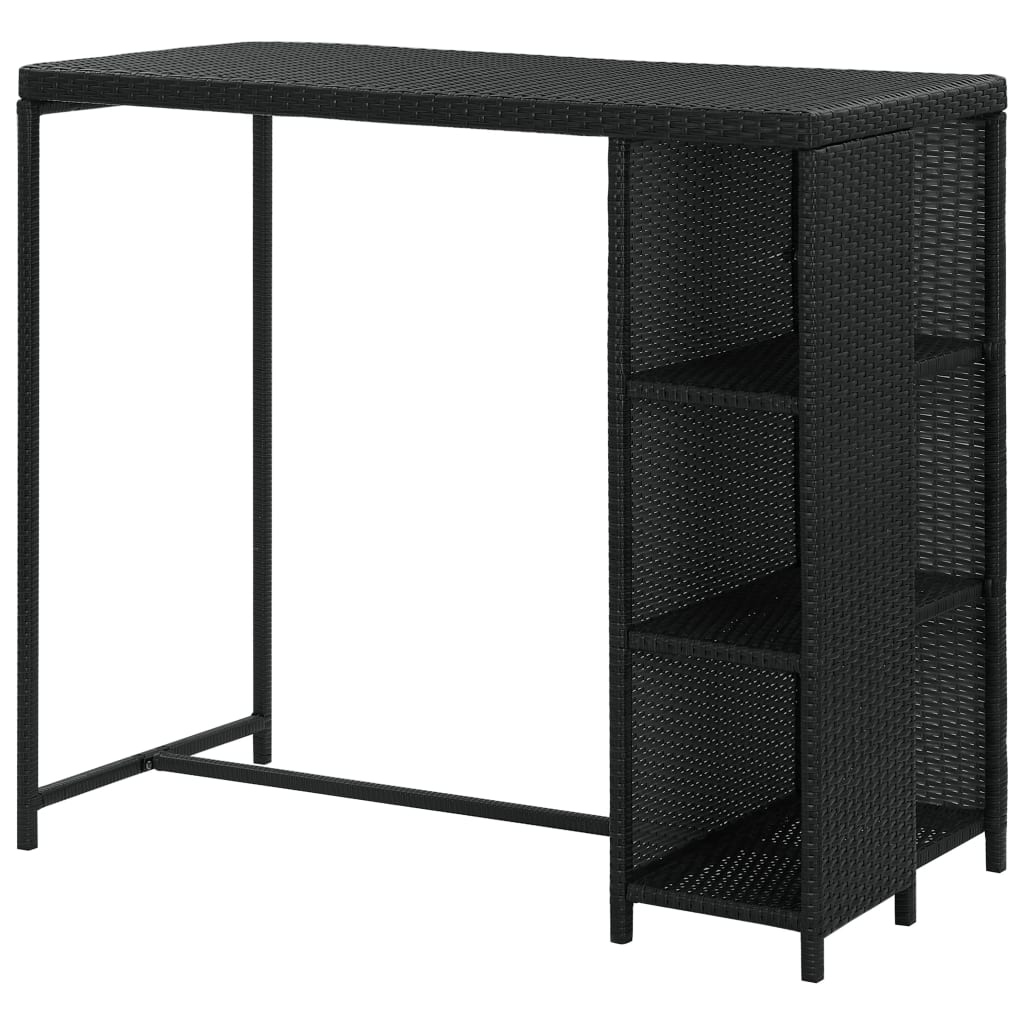 vidaXL Stolik barowy z półką, czarny, 120x60x110 cm, polirattan