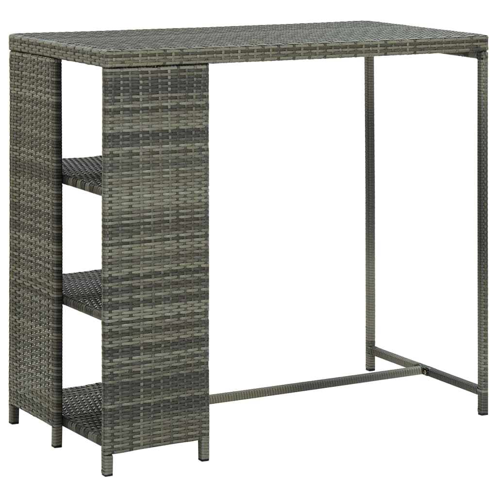 vidaXL Stolik barowy z półką, szary, 120x60x110 cm, polirattan