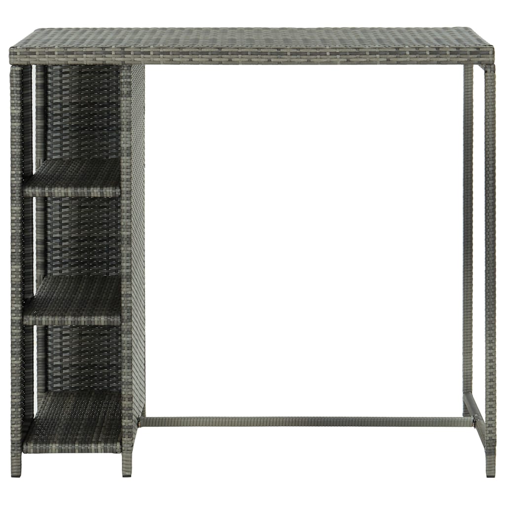 vidaXL Stolik barowy z półką, szary, 120x60x110 cm, polirattan