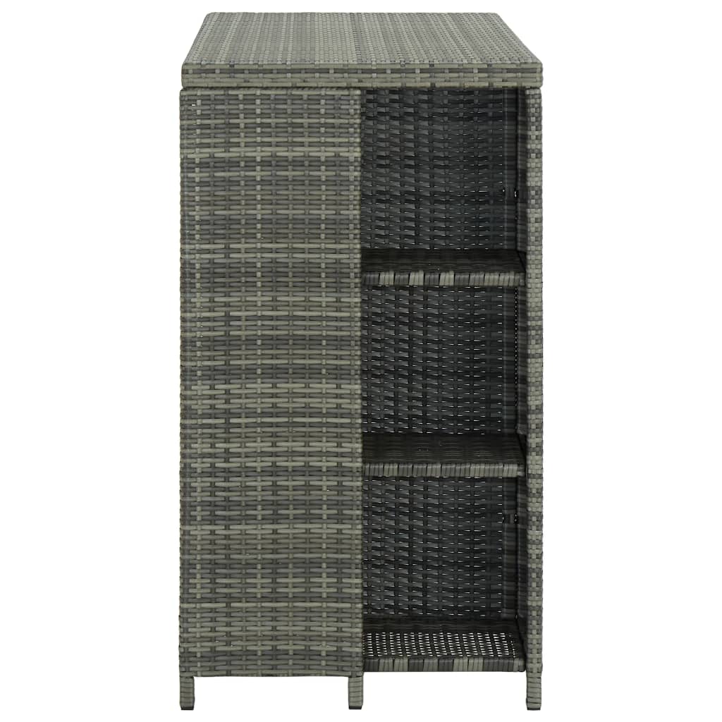 vidaXL Stolik barowy z półką, szary, 120x60x110 cm, polirattan