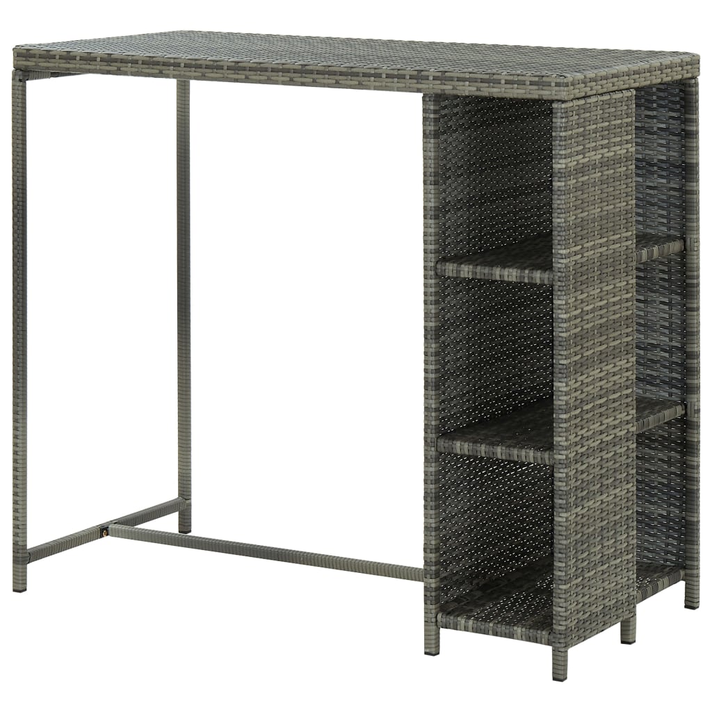 vidaXL Stolik barowy z półką, szary, 120x60x110 cm, polirattan