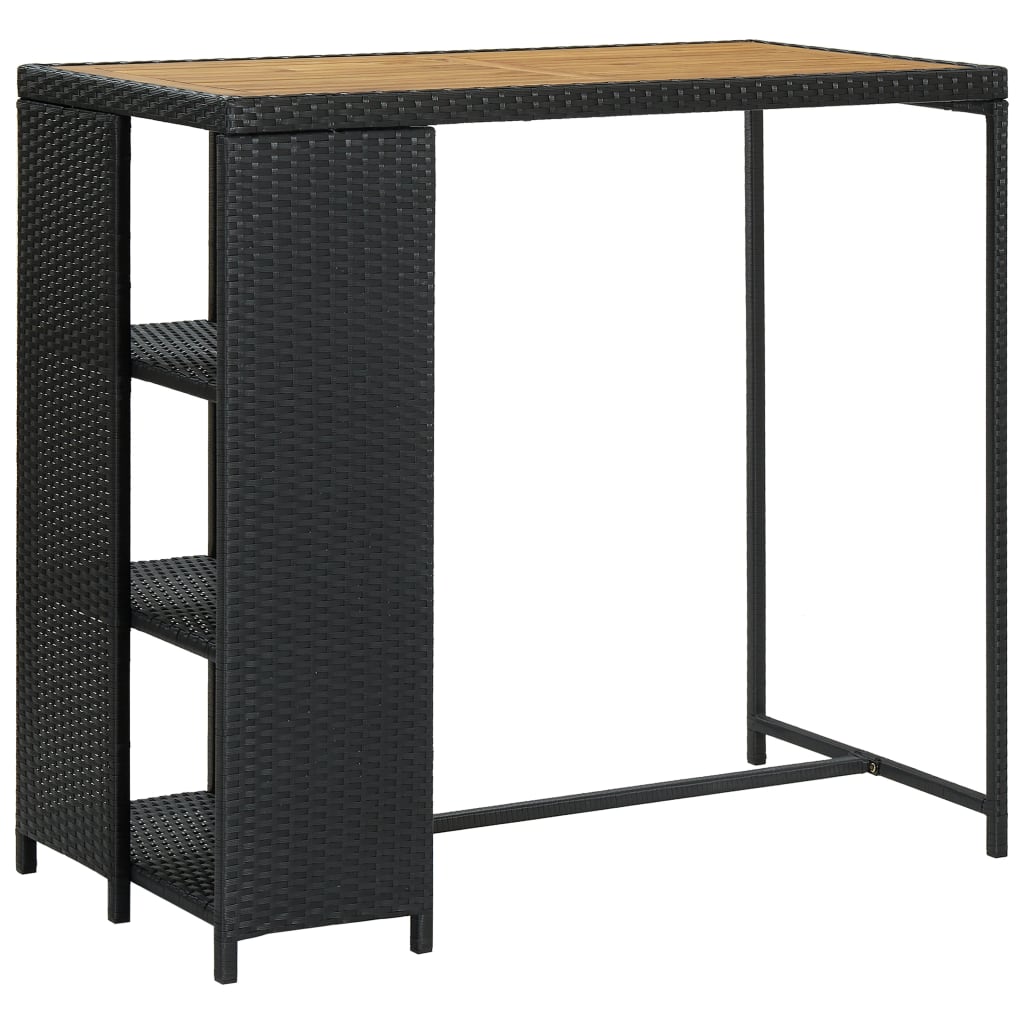 vidaXL Stolik barowy z półką, czarny, 120x60x110 cm, polirattan