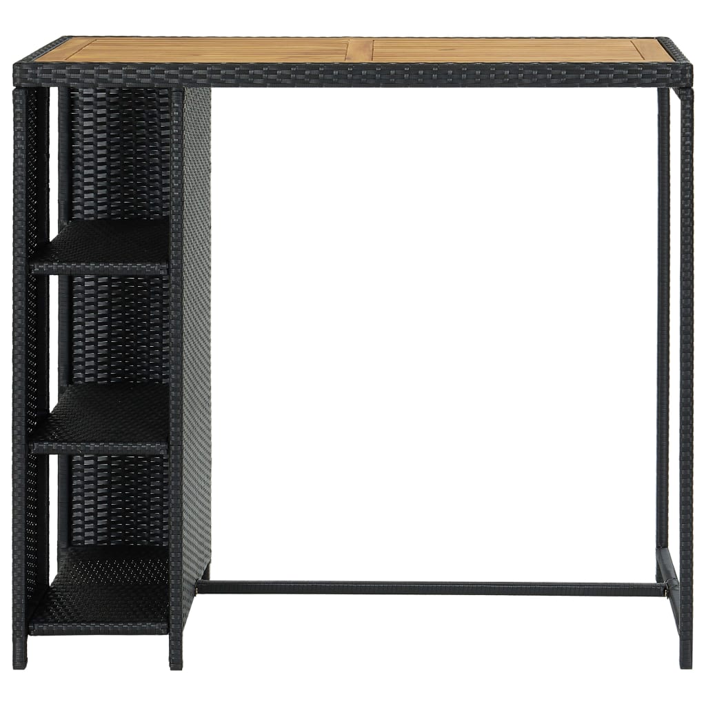 vidaXL Stolik barowy z półką, czarny, 120x60x110 cm, polirattan