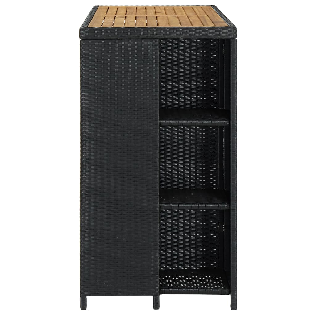 vidaXL Stolik barowy z półką, czarny, 120x60x110 cm, polirattan