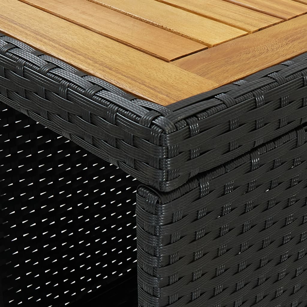 vidaXL Stolik barowy z półką, czarny, 120x60x110 cm, polirattan