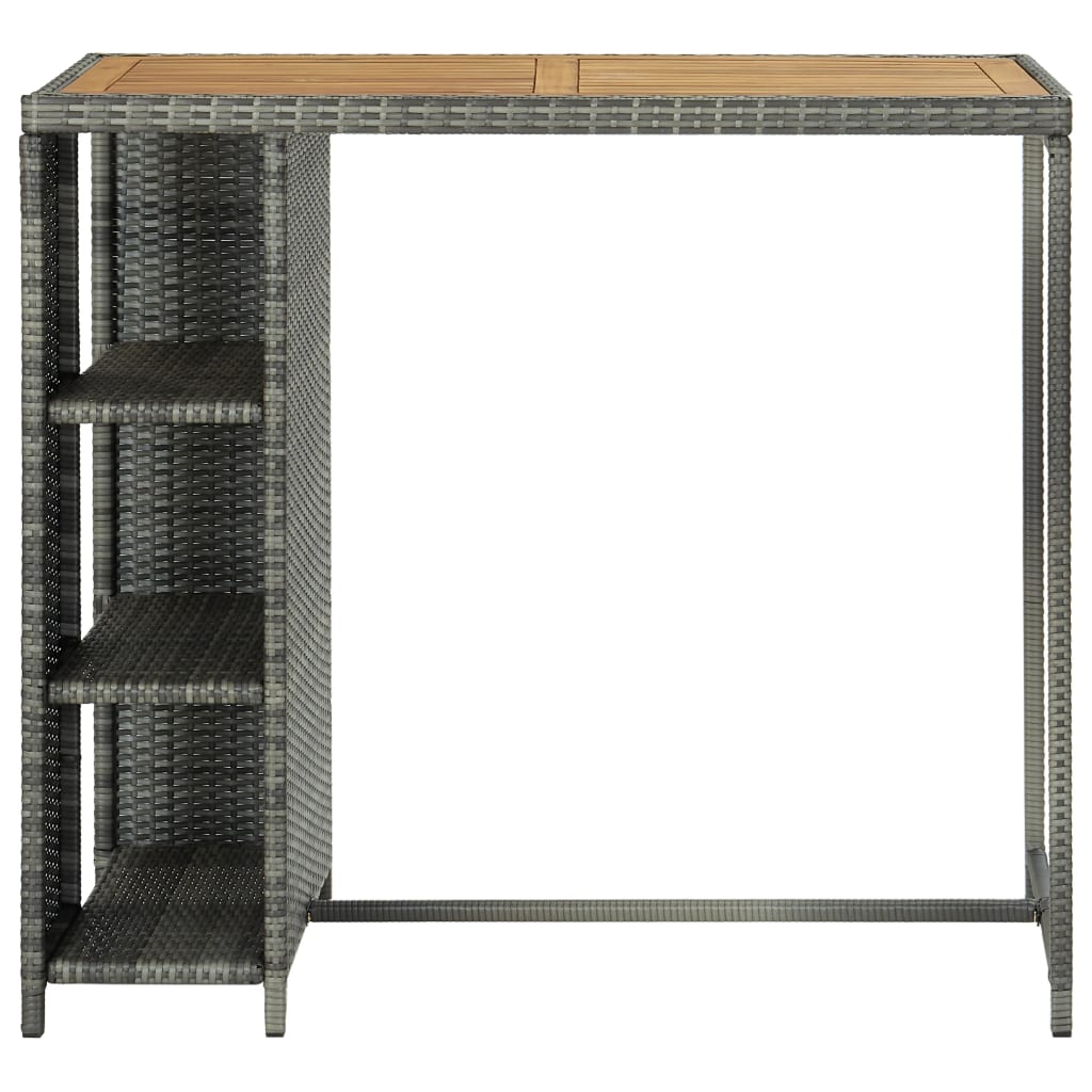 vidaXL Stolik barowy z półką, szary, 120x60x110 cm, polirattan