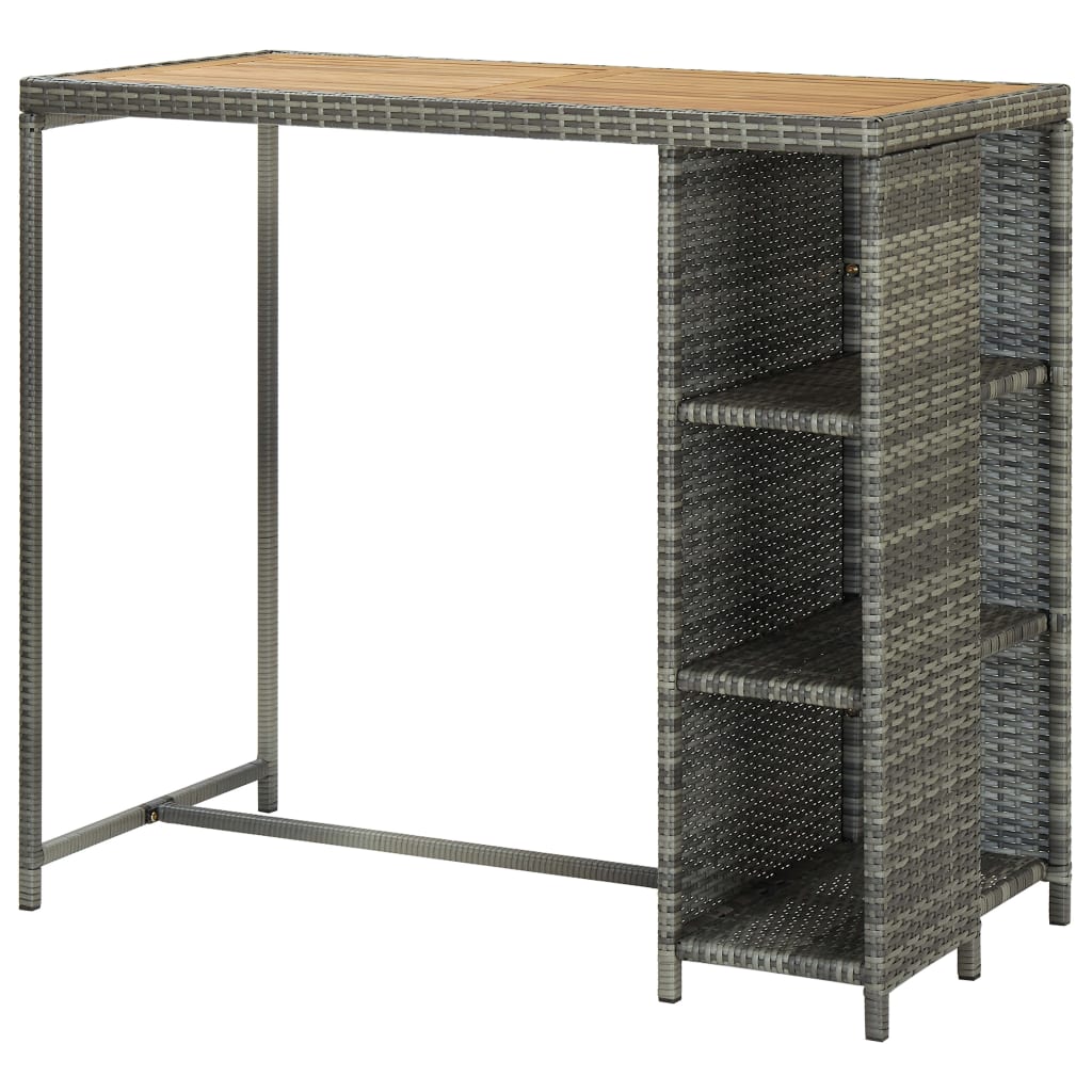 vidaXL Stolik barowy z półką, szary, 120x60x110 cm, polirattan