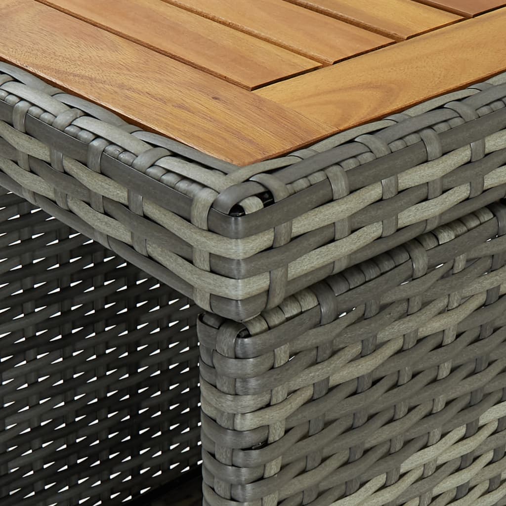 vidaXL Stolik barowy z półką, szary, 120x60x110 cm, polirattan