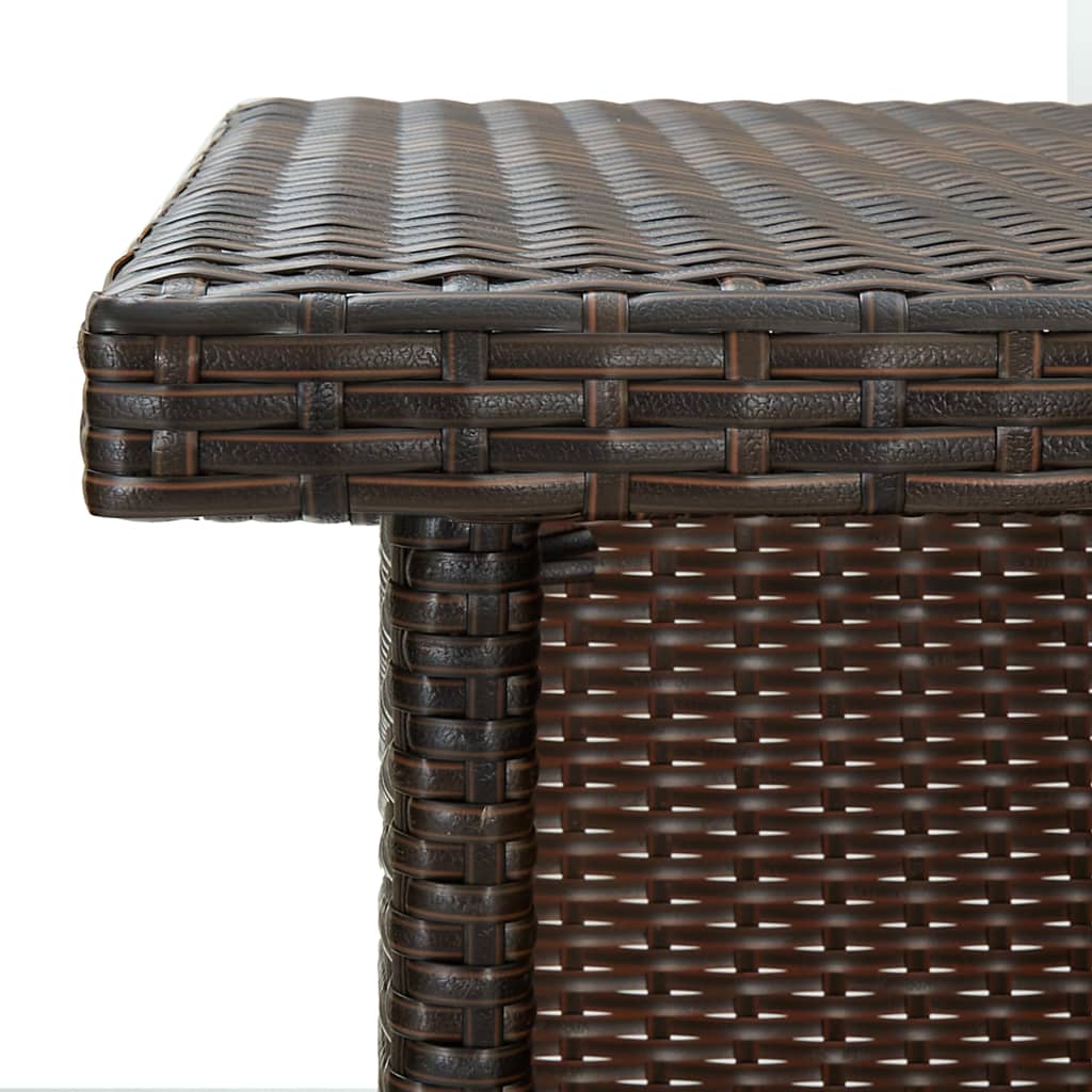 vidaXL Narożny stolik barowy, brązowy, 100x50x105 cm, rattan PE