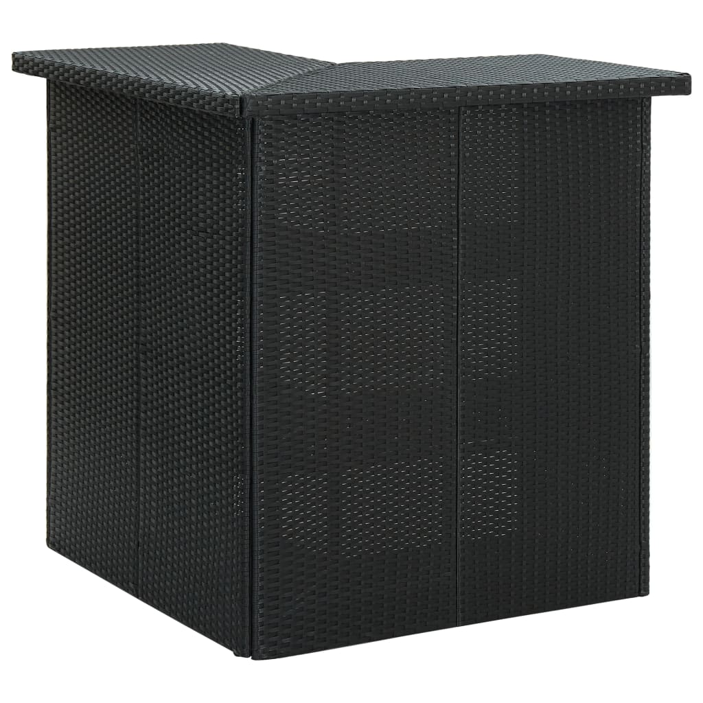vidaXL Narożny stolik barowy, czarny, 100x50x105 cm, rattan PE