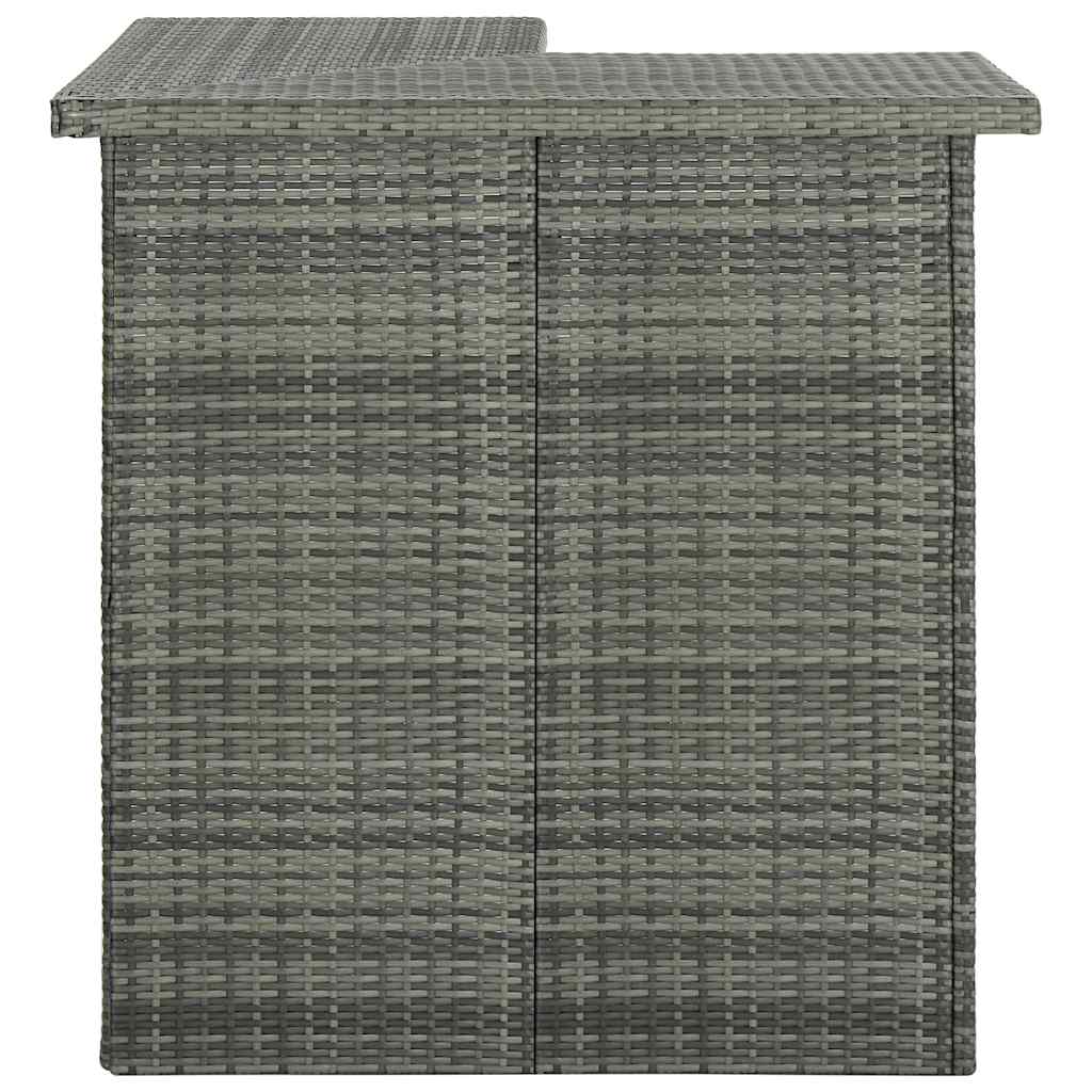 vidaXL Narożny stolik barowy, szary, 100x50x105 cm, rattan PE