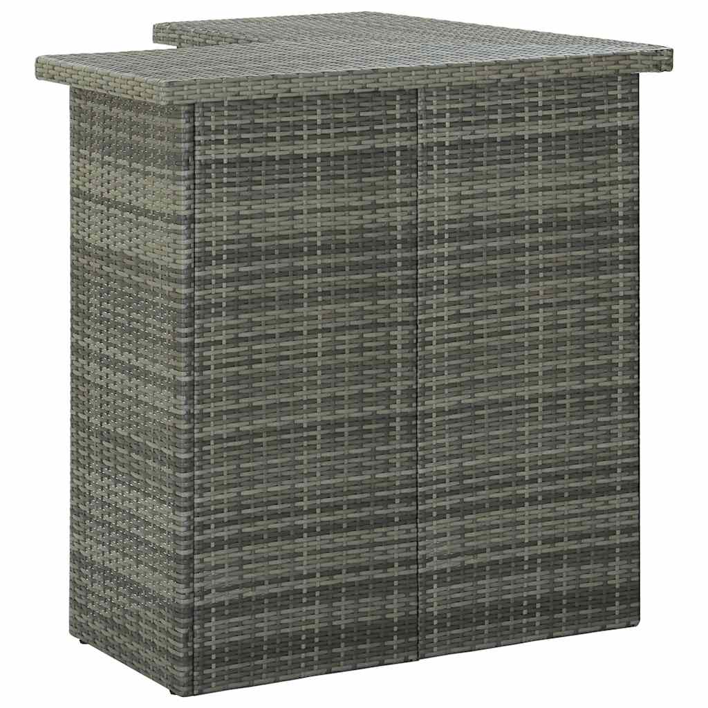 vidaXL Narożny stolik barowy, szary, 100x50x105 cm, rattan PE