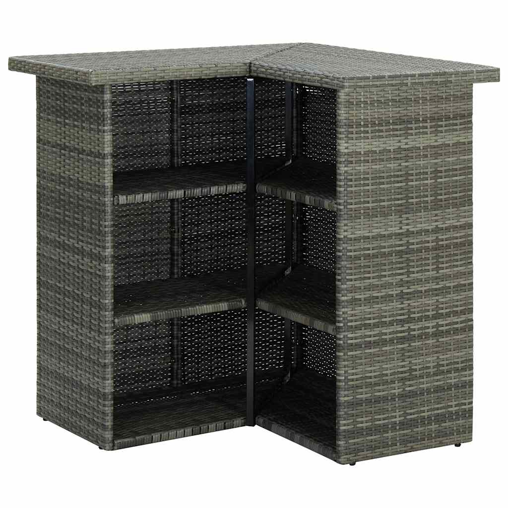 vidaXL Narożny stolik barowy, szary, 100x50x105 cm, rattan PE