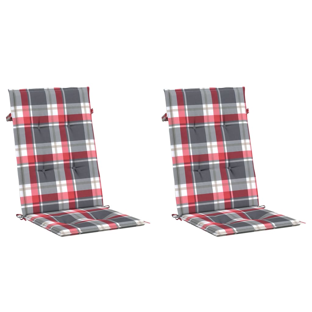 vidaXL Poduszki na krzesła ogrodowe 2 szt., czerwona krata 120x50x3 cm