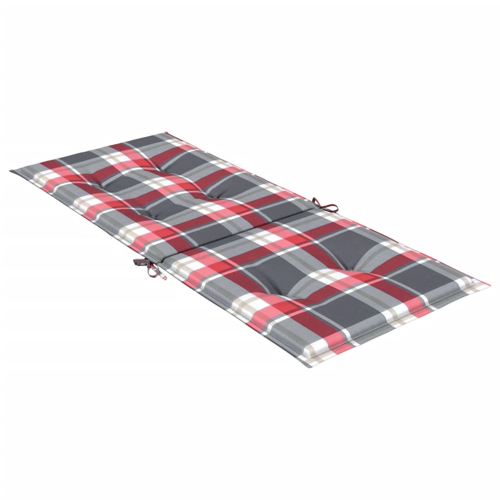 vidaXL Poduszki na krzesła ogrodowe 4 szt., czerwona krata 120x50x3 cm