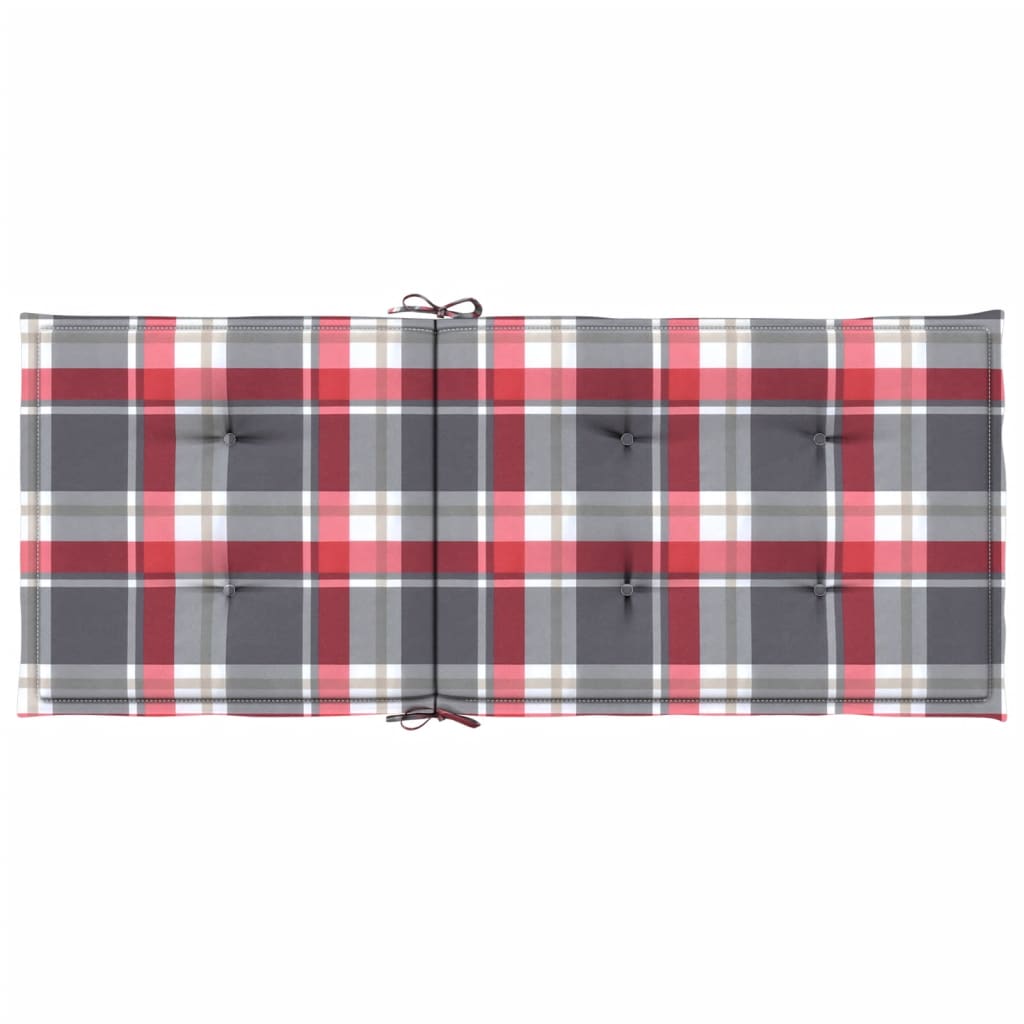 vidaXL Poduszki na krzesła ogrodowe 4 szt., czerwona krata 120x50x3 cm