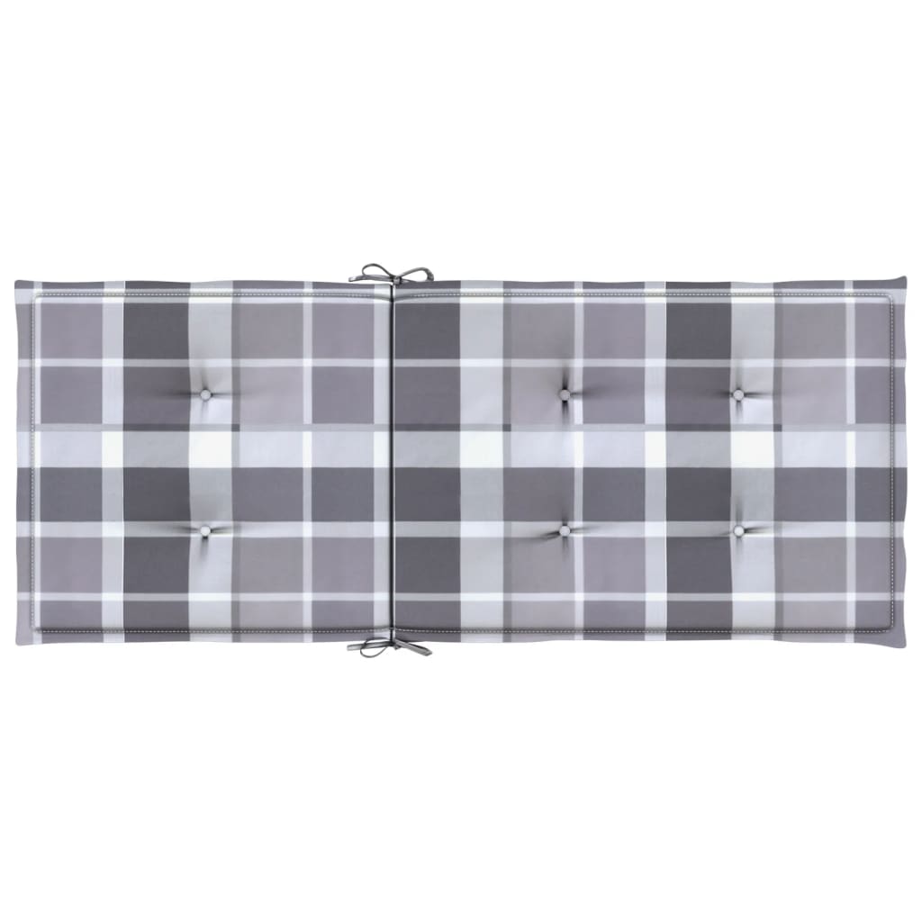 vidaXL Poduszki na krzesła ogrodowe, 4 szt., szara krata, 120x50x3 cm