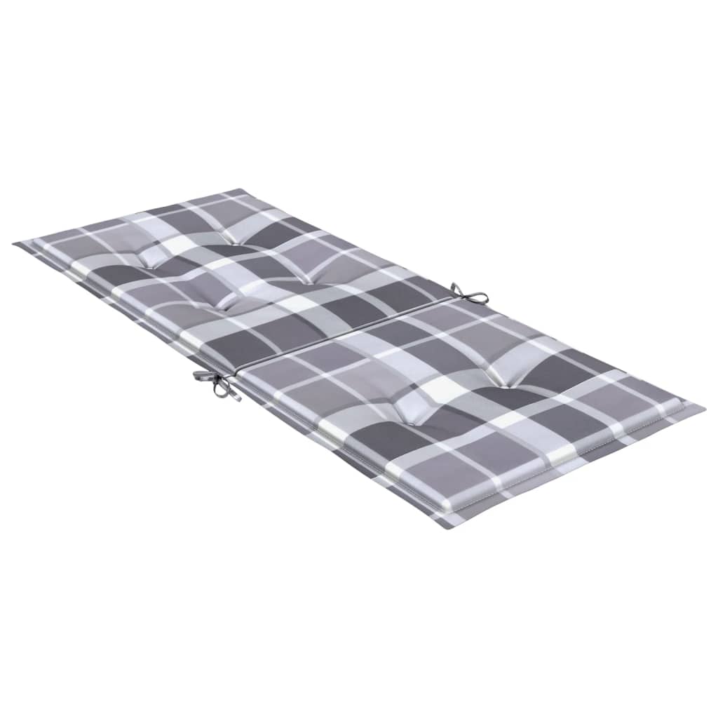 vidaXL Poduszki na krzesła ogrodowe, 6 szt., szara krata, 120x50x3 cm