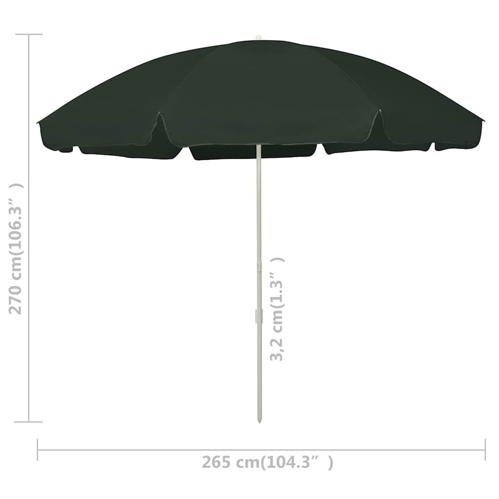 vidaXL Parasol plażowy, zielony, 300 cm