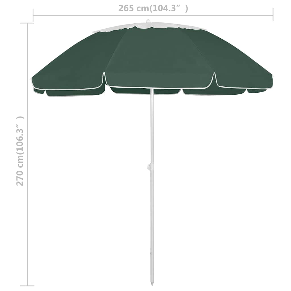 vidaXL Parasol plażowy, zielony, 300 cm