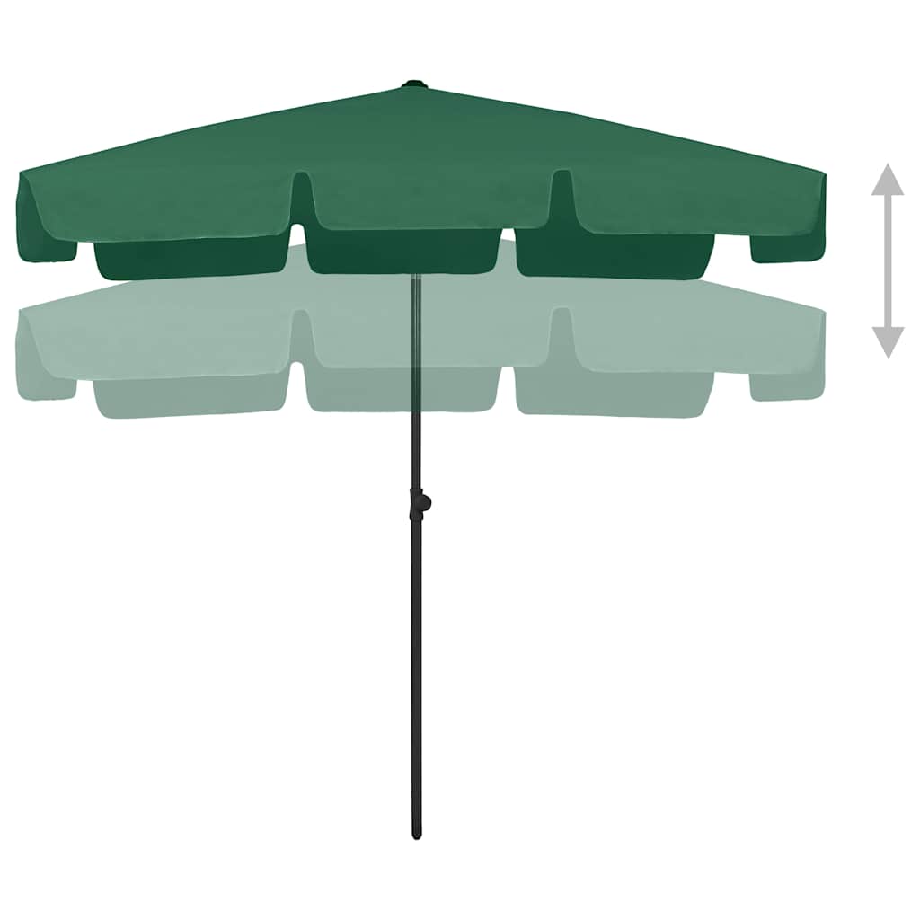 vidaXL Parasol plażowy, zielony, 200x125 cm
