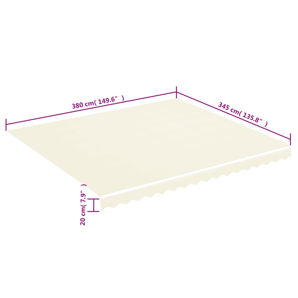 vidaXL Zapasowa tkanina na markizę, kremowa, 4x3,5 m