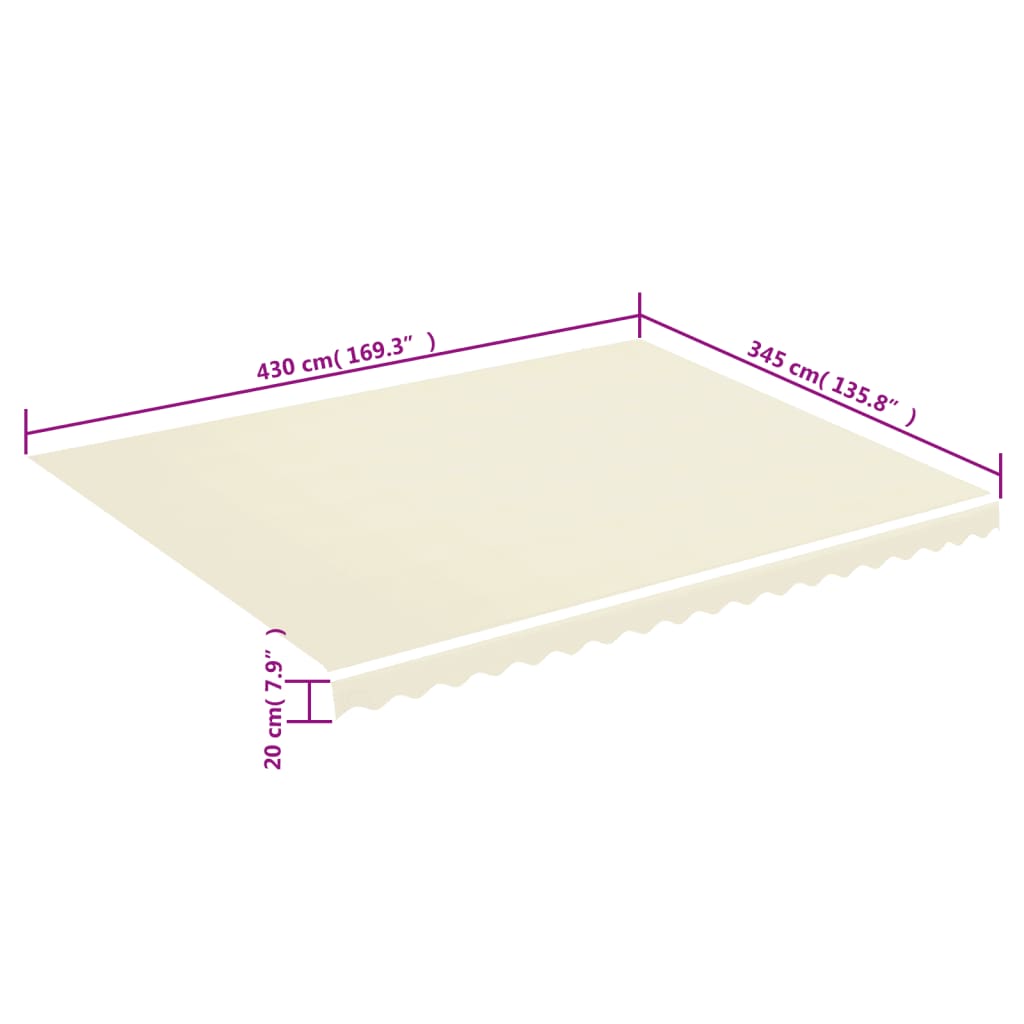 vidaXL Zapasowa tkanina na markizę, kremowa, 4,5 x 3,5 m