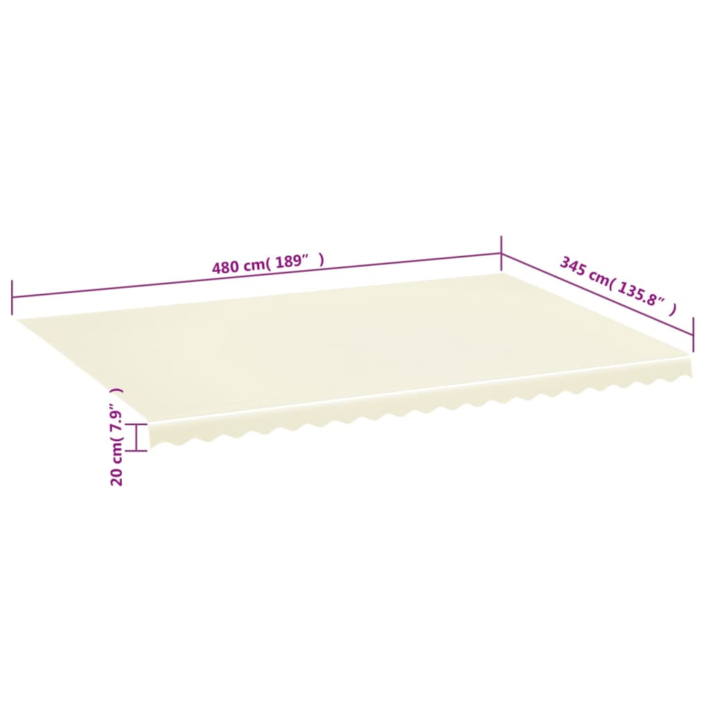 vidaXL Zapasowa tkanina na markizę, kremowa, 5x3,5 m