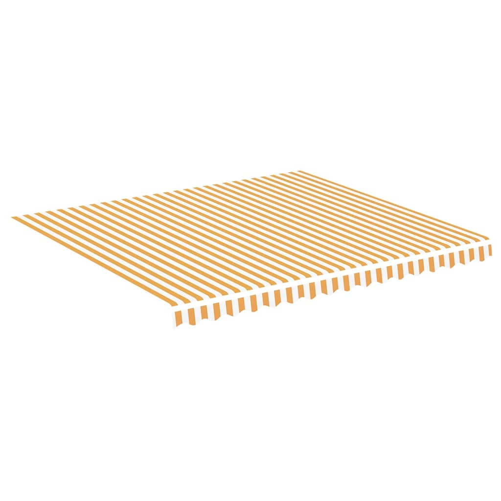 vidaXL Zapasowa tkanina na markizę, żółto-biała, 4x3,5 m