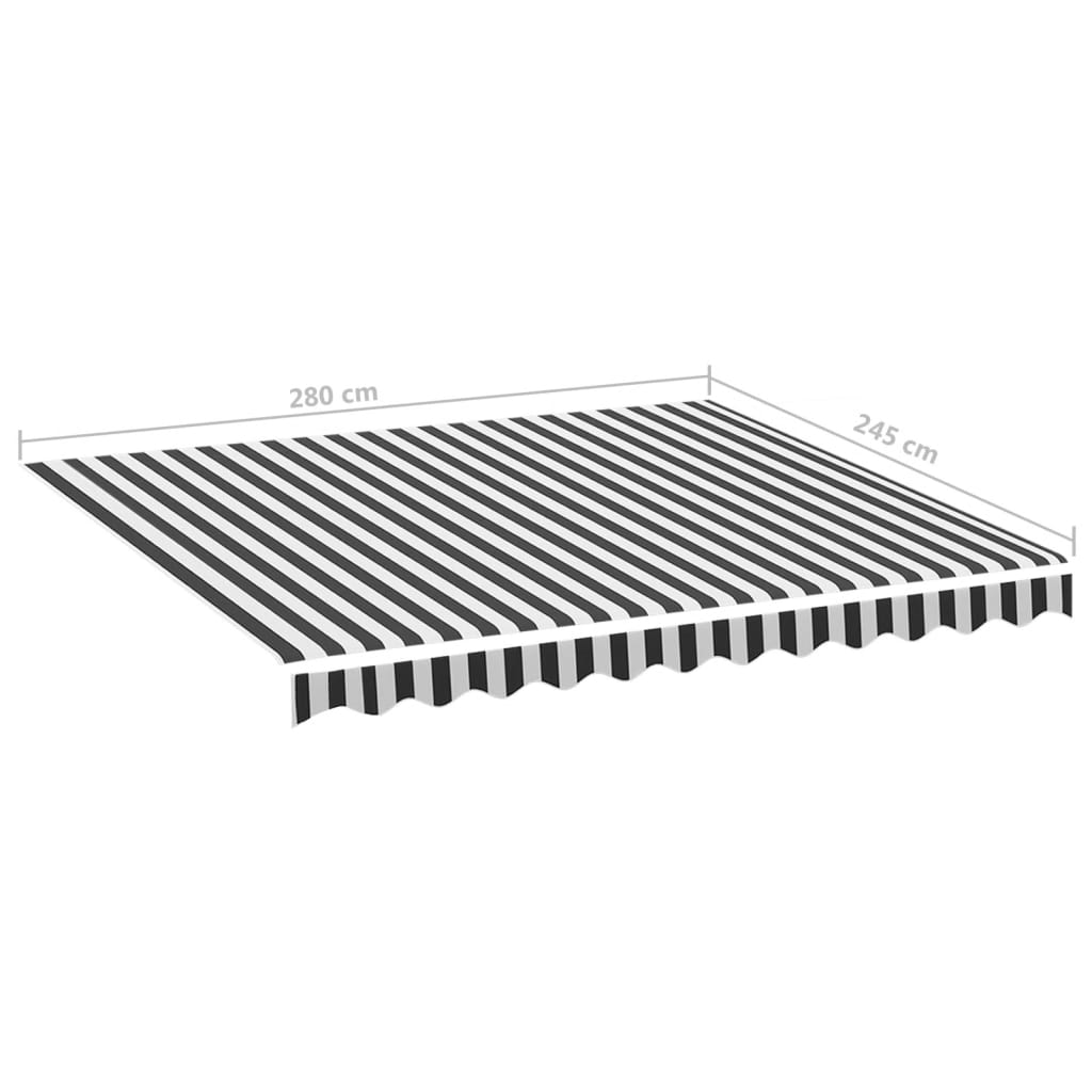 vidaXL Zapasowa tkanina na markizę, antracytowo-biała, 3x2,5 m