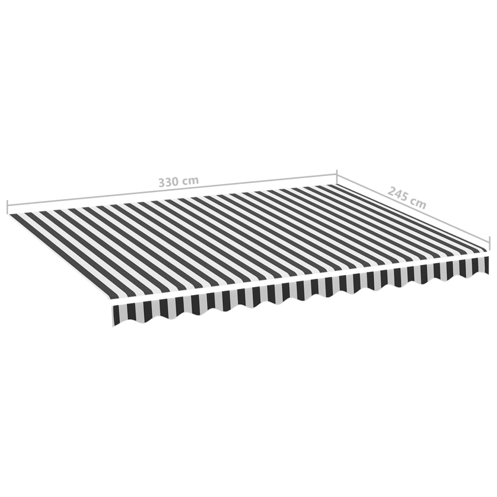 vidaXL Zapasowa tkanina na markizę, antracytowo-biała, 3,5x2,5 m