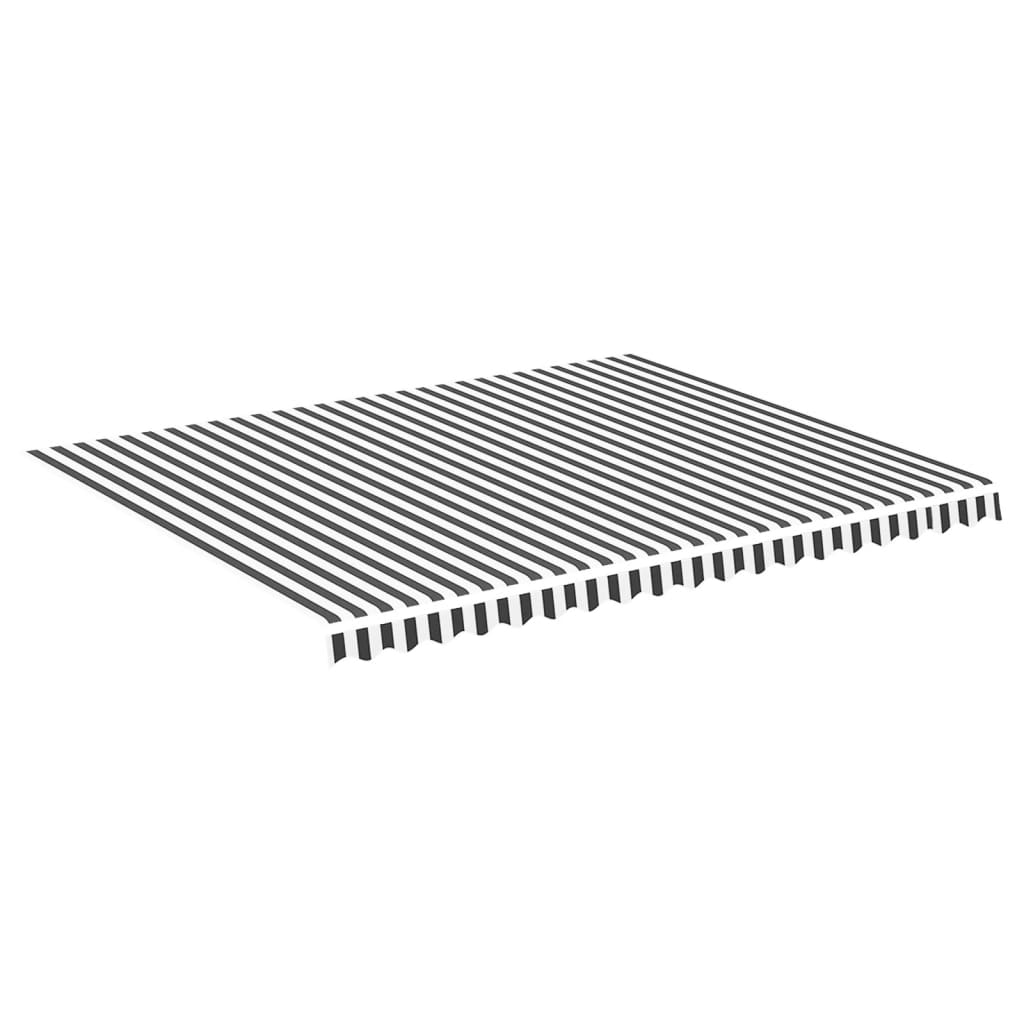 vidaXL Zapasowa tkanina na markizę, antracytowo-biała, 4,5x3,5 m