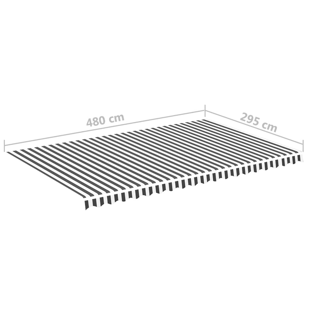 vidaXL Zapasowa tkanina na markizę, antracytowo-biała, 5x3 m