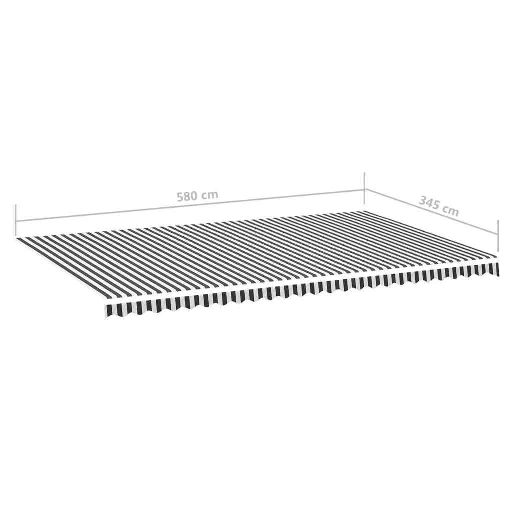 vidaXL Zapasowa tkanina na markizę, antracytowo-biała, 6x3,5 m
