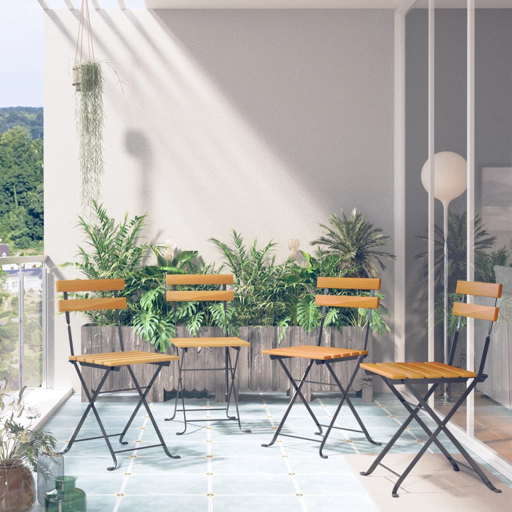 vidaXL Składane krzesła bistro, 4 szt., lite drewno akacjowe