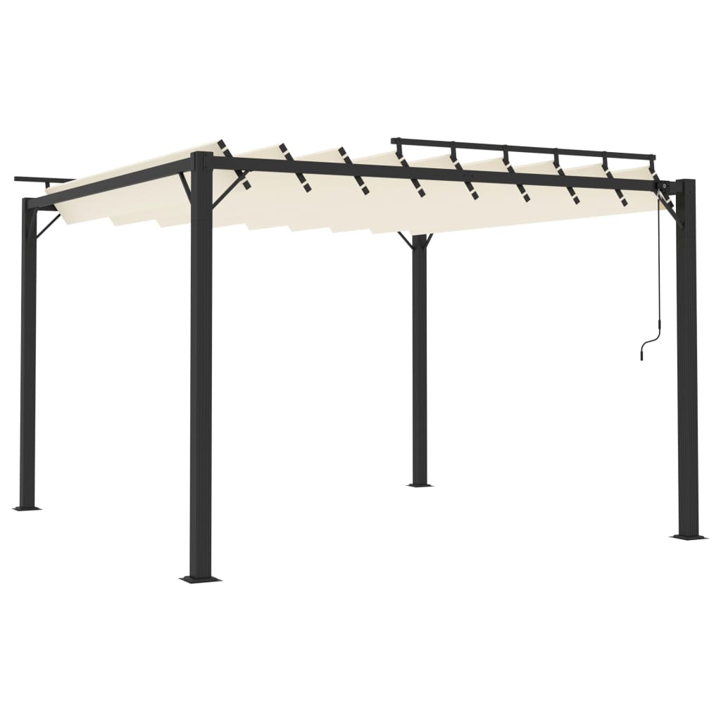 vidaXL Altana z żaluzjowym dachem 3x3 m, kremowa, tkanina i aluminium
