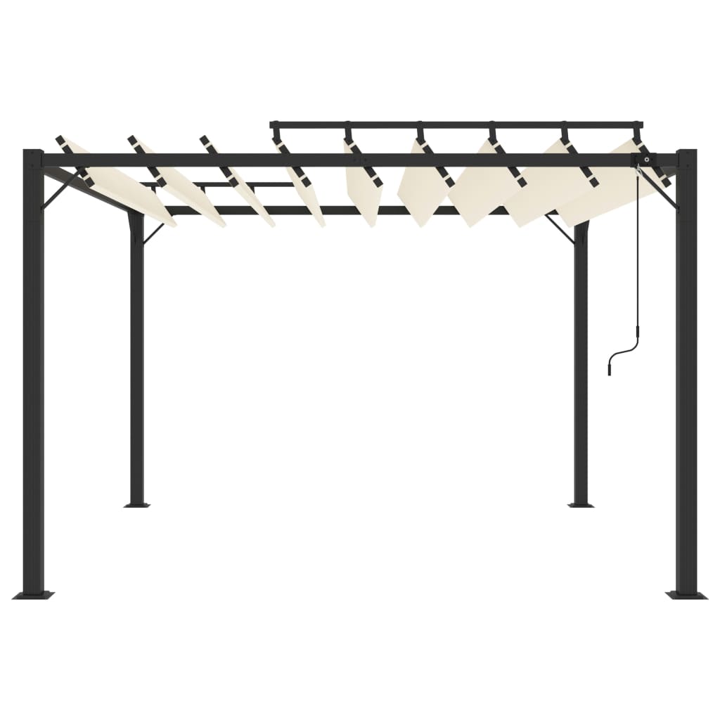 vidaXL Altana z żaluzjowym dachem 3x3 m, kremowa, tkanina i aluminium