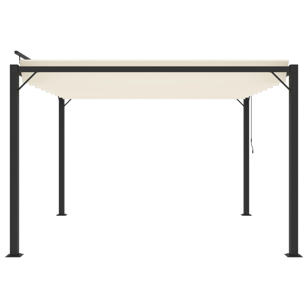 vidaXL Altana z żaluzjowym dachem 3x3 m, kremowa, tkanina i aluminium