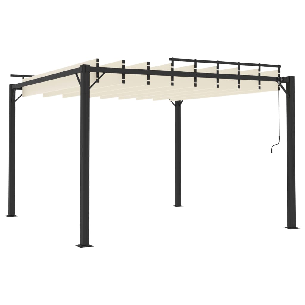 vidaXL Altana z żaluzjowym dachem 3x3 m, kremowa, tkanina i aluminium