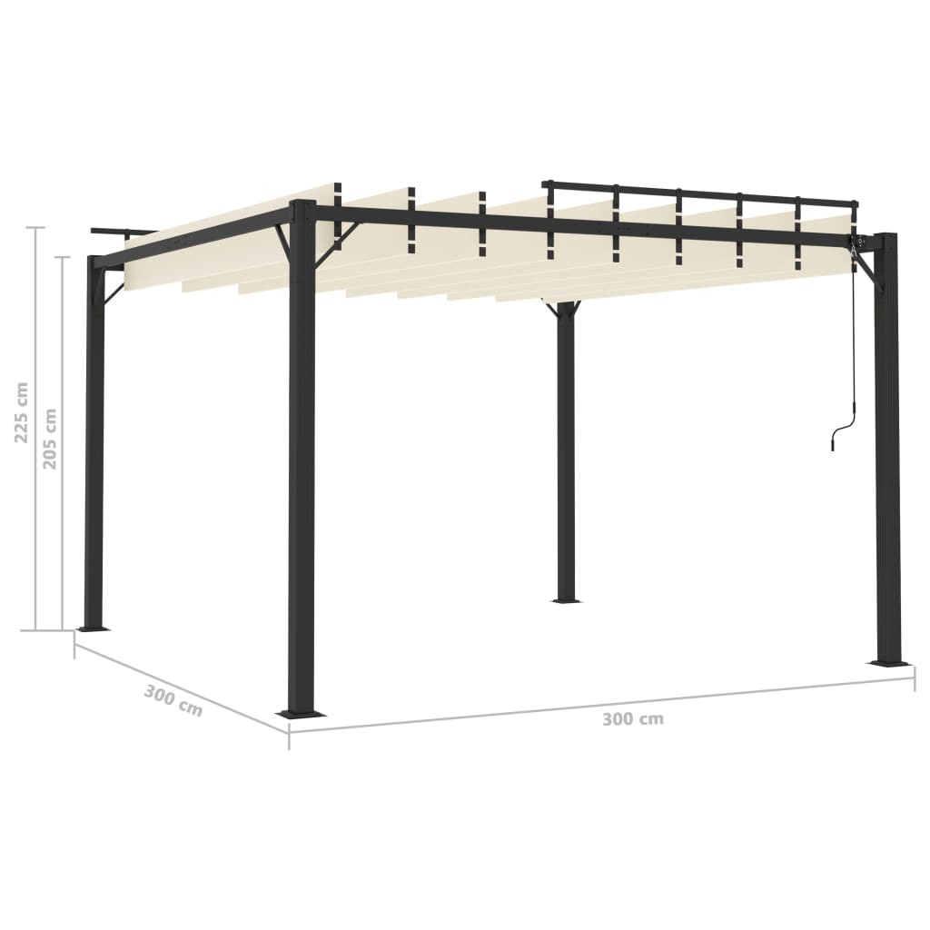 vidaXL Altana z żaluzjowym dachem 3x3 m, kremowa, tkanina i aluminium