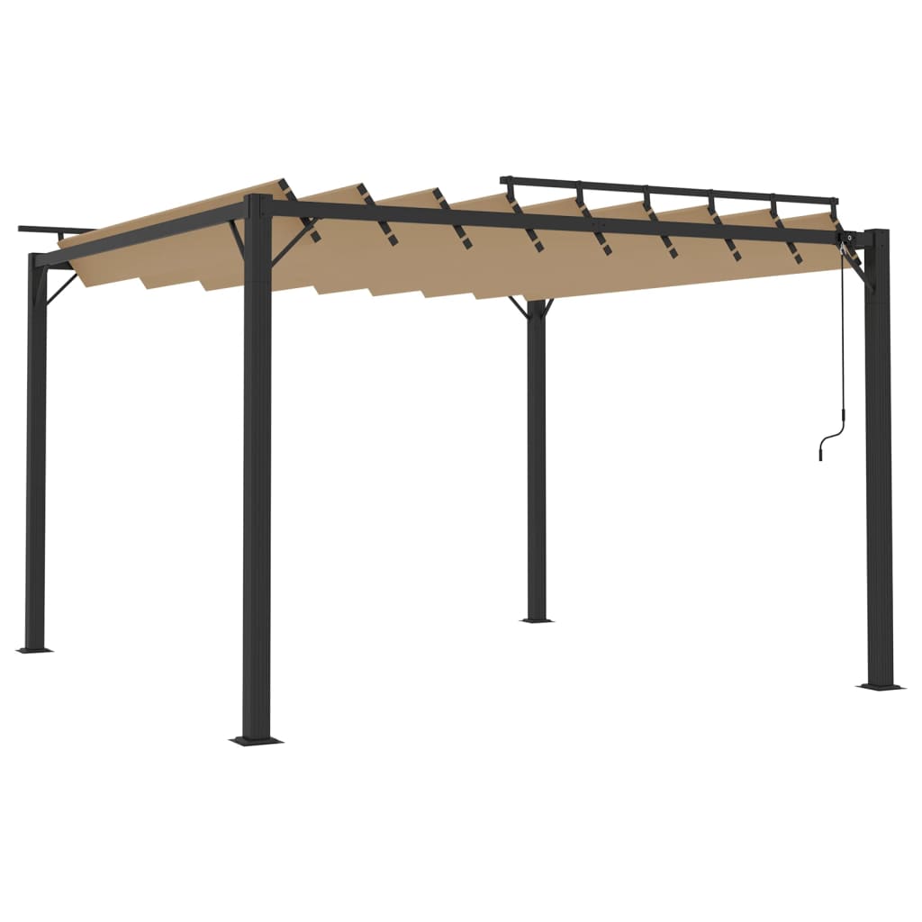 vidaXL Altana z żaluzjowym dachem 3x3 m, taupe, tkanina i aluminium